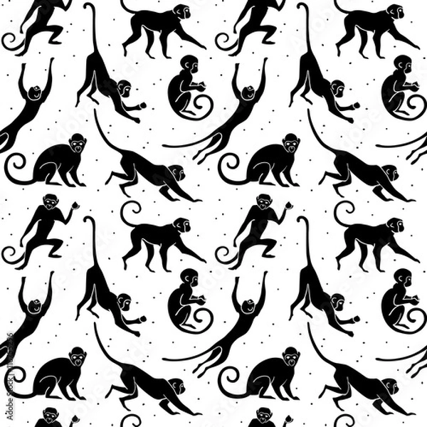 Obraz Monkey silhouette pattern new year