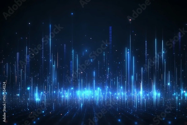 Obraz Bright Sci-Fi Digital Landscape with Glowing Lines