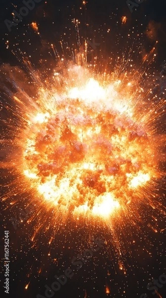 Obraz Explosive celestial burst in hyperrealistic detail cosmic event abstract art dark background dramatic viewpoint
