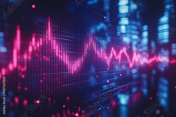 Obraz Modern Financial Data Display Decline Line Graph