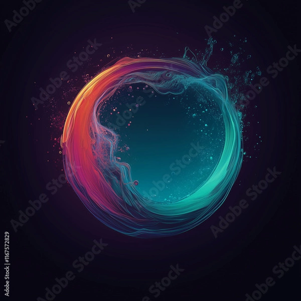 Obraz Vibrant swirling circle with dynamic colors and fluid motion in a dark background