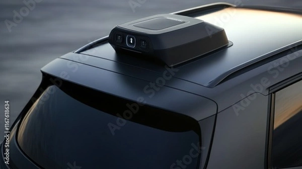 Obraz Autonomous Vehicle Technology: Lidar Sensor on SUV Rooftop