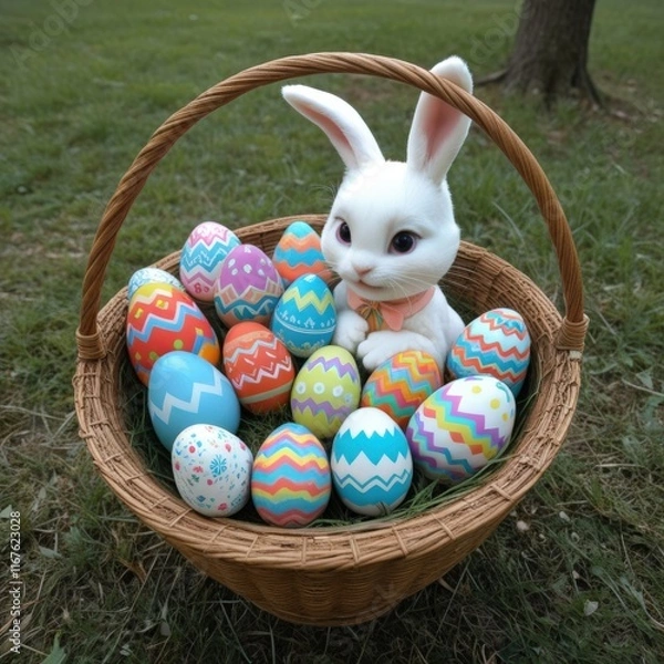 Obraz easter bunny with easter eggs