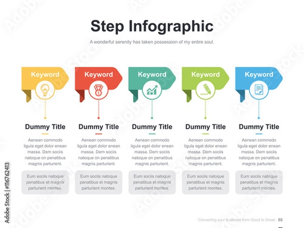 Fototapeta Flat business presentation vector slide template with diagram chart