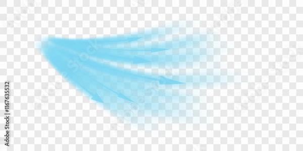 Fototapeta Cold flow from the air conditioner. Propagation of frosty waves with direction. Realistic 3d vector