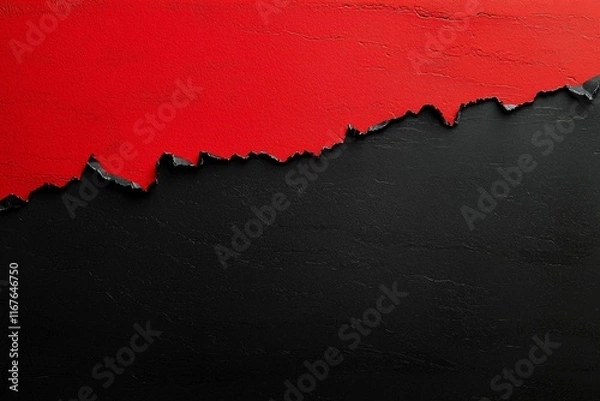 Obraz A bold abstract design featuring a jagged red and black texture with dramatic contrast. Perfect for backgrounds, modern designs, and striking visual concepts.