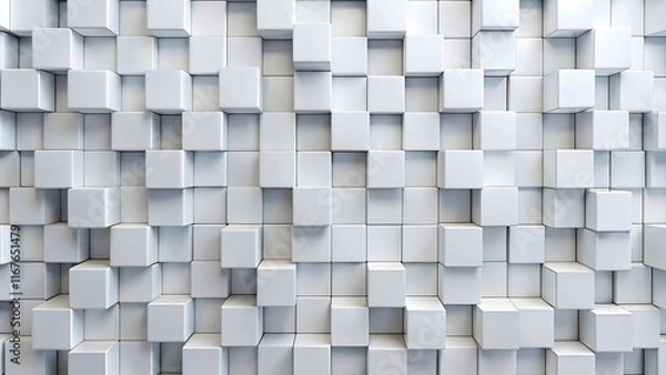 Fototapeta Dynamic White Cube Block Background with Copy Space for Modern Banners and Website Layouts