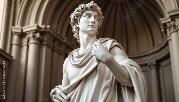 Fototapeta Elegant St. David statue inside cathedral, intricate marble details