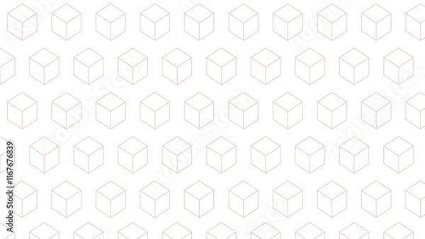 Fototapeta Beige and white seamless pattern  with elements cubes