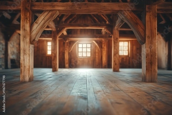 Fototapeta Minimalist photo of an old wooden beam with visible grain in soft light