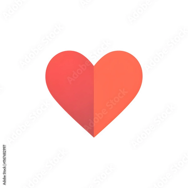 Fototapeta Bright red heart resting on a minimalist white background, showing elegance, simplicity and the symbol of love and affection in modern design