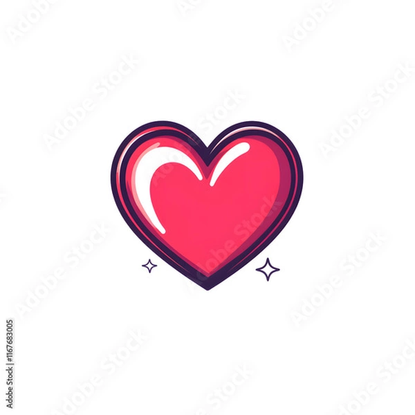 Fototapeta Bright red heart resting on a minimalist white background, showing elegance, simplicity and the symbol of love and affection in modern design