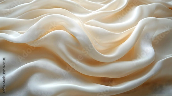 Fototapeta Elegant Close-Up of Soft Ivory Fabric with Gentle Waves and Silky Texture