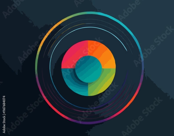 Fototapeta Background with Circle Gradient Lines. Abstract Geometric Vector Pattern.