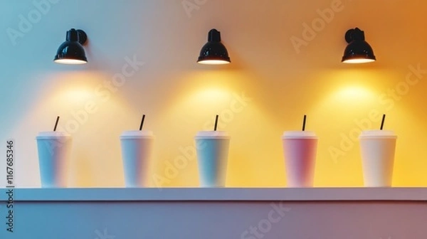 Fototapeta Warm Drinks Displayed with Clean Composition