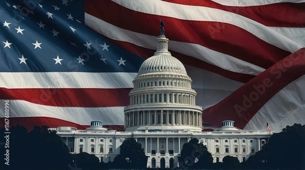 Obraz us flag on the building