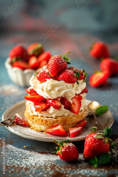 Obraz strawberry cake with cream