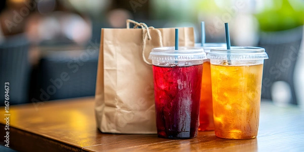 Obraz Refreshing Summer Drinks on Outdoor Table