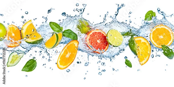 Obraz Fresh Berries Splashing in Water