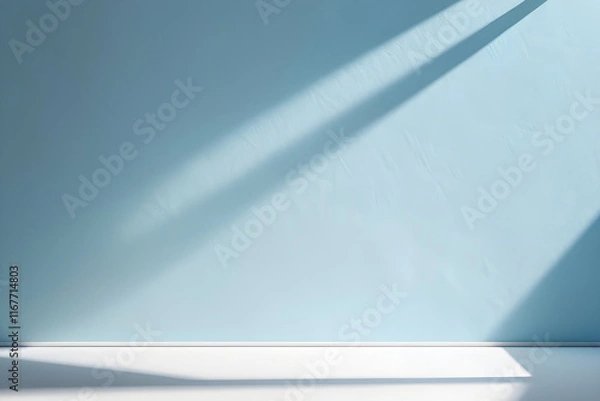 Fototapeta Sunlight casting shadows on a minimalist interior wall