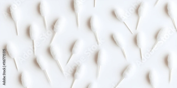 Obraz Cotton Swabs on White Background
