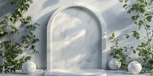 Obraz Elegant Marble Arch with Ivy and Spheres