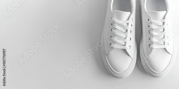 Obraz White Sneakers on Plain Background
