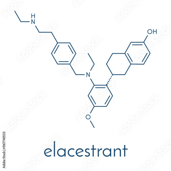 Fototapeta Elacestrant drug molecule. Skeletal formula.