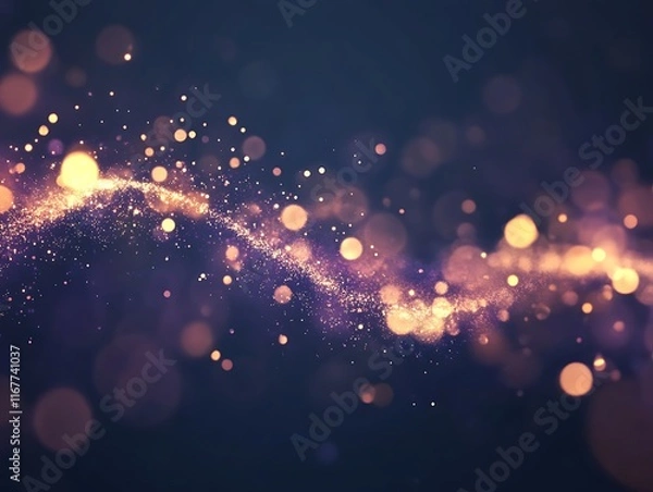 Fototapeta dynamic flowing wave of particles creating a light trail pattern in a soft gradient 