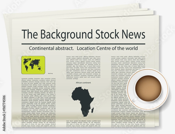Fototapeta World map. Newspaper. Realistic image of the object