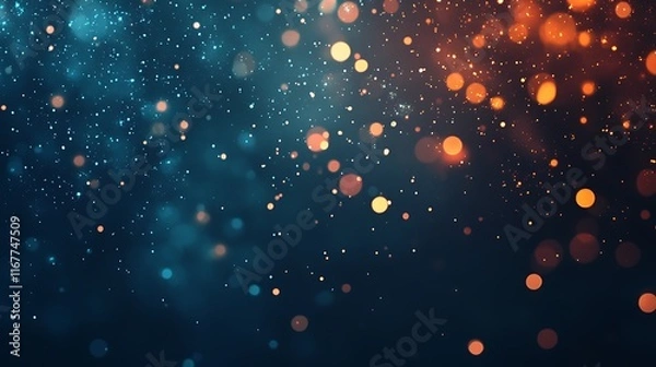 Fototapeta bokeh lights sparkling softly on a dark background, creating a festive and warm glow 