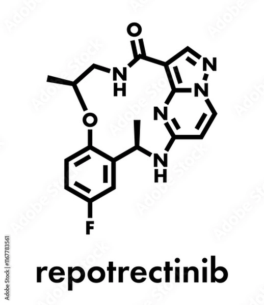 Fototapeta Repotrectinib cancer drug molecule. Skeletal formula.