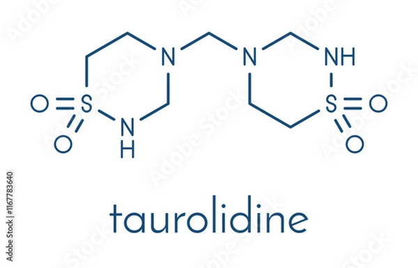 Obraz Taurolidine drug molecule. Skeletal formula.