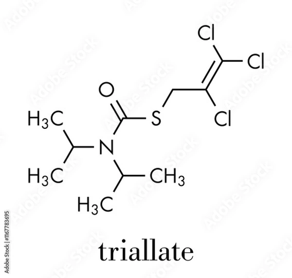 Fototapeta Triallate herbicide molecule. Skeletal formula.