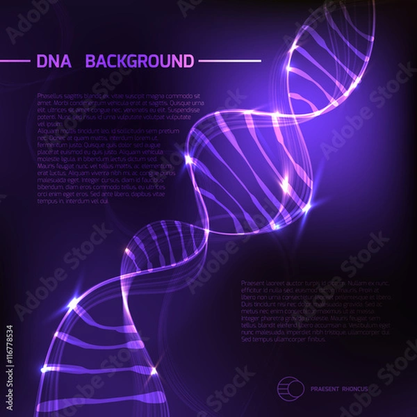 Fototapeta Illustration of a DNA molecule. Molecule background.