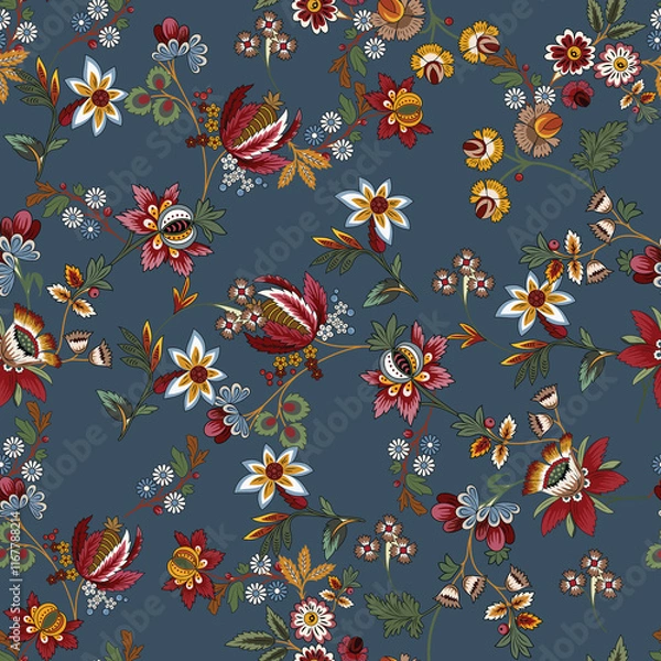 Fototapeta seamless pattern with boho flowers