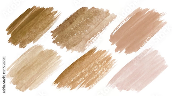 Obraz Soft watercolor brush strokes, earthy color palette, artistic background elements, versatile design use, creative texture.