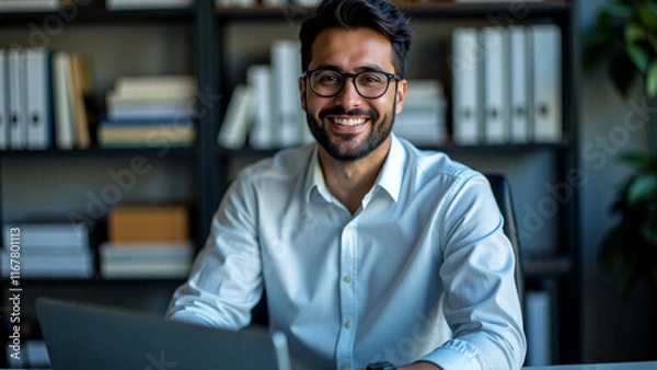 Fototapeta hr manager carefully reviews complaint files in an organized office, emphasizing fairness and thoroughness in workplace conflict resolution.  