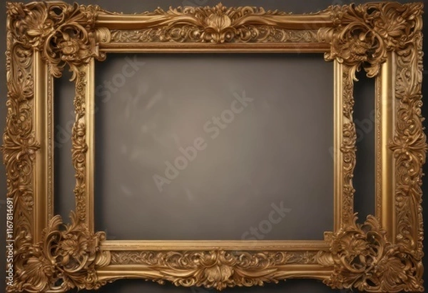 Fototapeta Intricately carved gold frame with ornate scroll details,  scroll,  elegant,  decorative