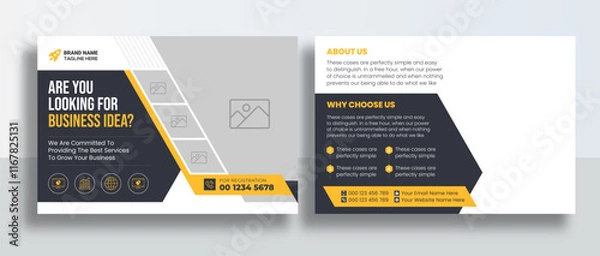 Fototapeta Corporate Postcard or Eddm postcard design template, Corporate Business Postcard Template Design, Simple and Clean Modern Minimal Postcard Template, Business Postcard Layout