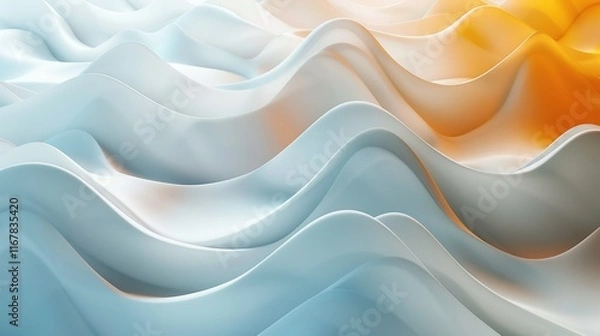 Fototapeta Horizontal waves background in hues of light blue, dark amber, and eggshell, abstract and vibrant