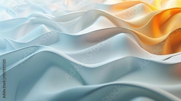 Fototapeta Horizontal waves background in hues of light blue, dark amber, and eggshell, abstract and vibrant