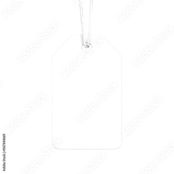 Fototapeta white and brown blank price tag 3d render icon isolated on transparent background cutout 