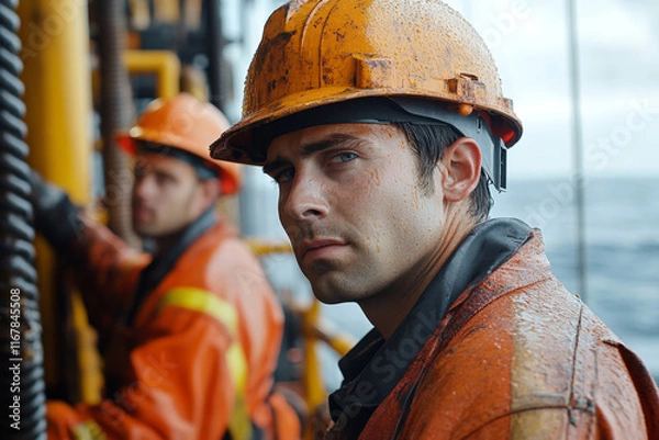 Obraz Dedicated Oilfield Crew Working Together on Site