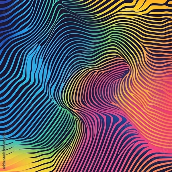 Fototapeta Trippy Abstract Wavy Line Pattern Art
