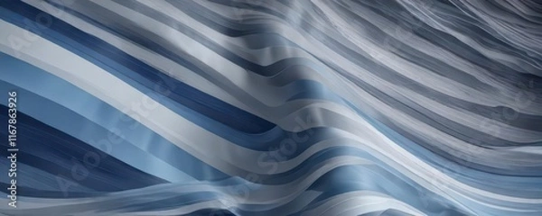 Fototapeta Wavy abstract background with layered stripes in shades of blue and gray,  modern,  corporate,  abstract