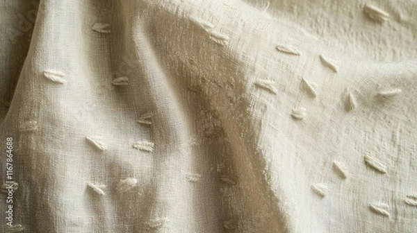 Fototapeta Soft Beige Fabric with Textured Weave Close-Up