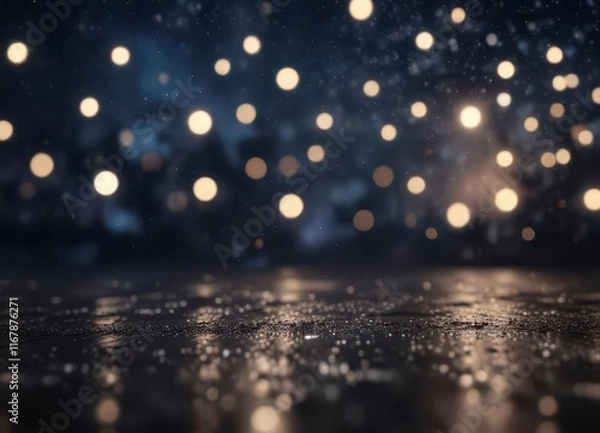 Fototapeta Moonlit Night with Sparkling Glitter and Bokeh,  celestial theme,  sparkling effects,  cosmic atmosphere