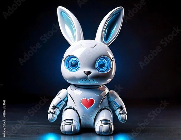 Fototapeta AI generated image of a toy robot rabbit.