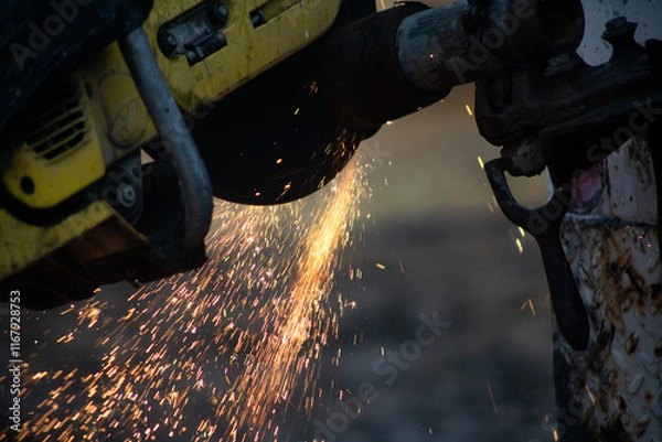 Obraz Sparks flying while cutting metal